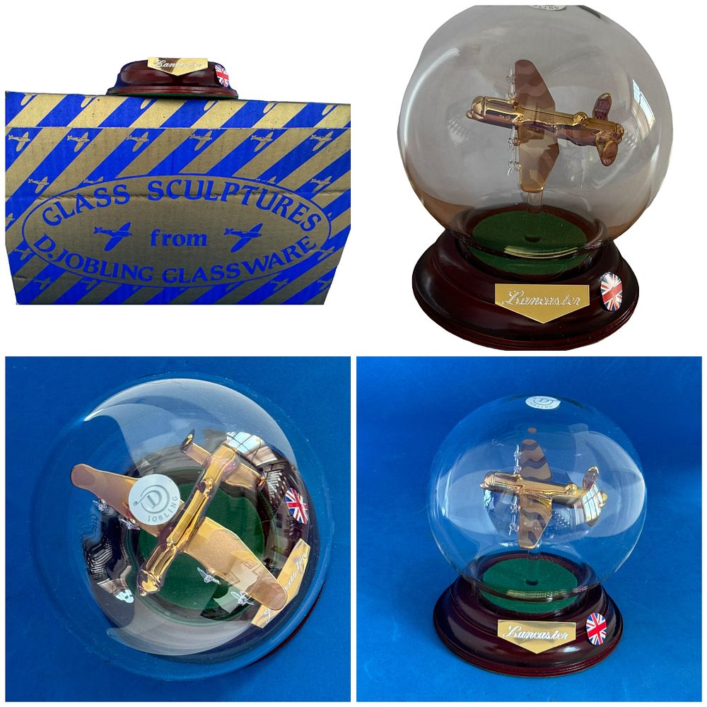 Lot 654: Lancaster Bomber glass sculpture by D.Jobling, Modern glass...