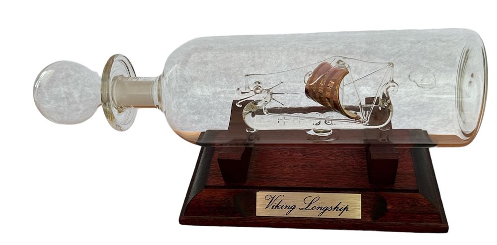 Lot 666: Viking Longship glass ship in glass bottle, Mayflower...