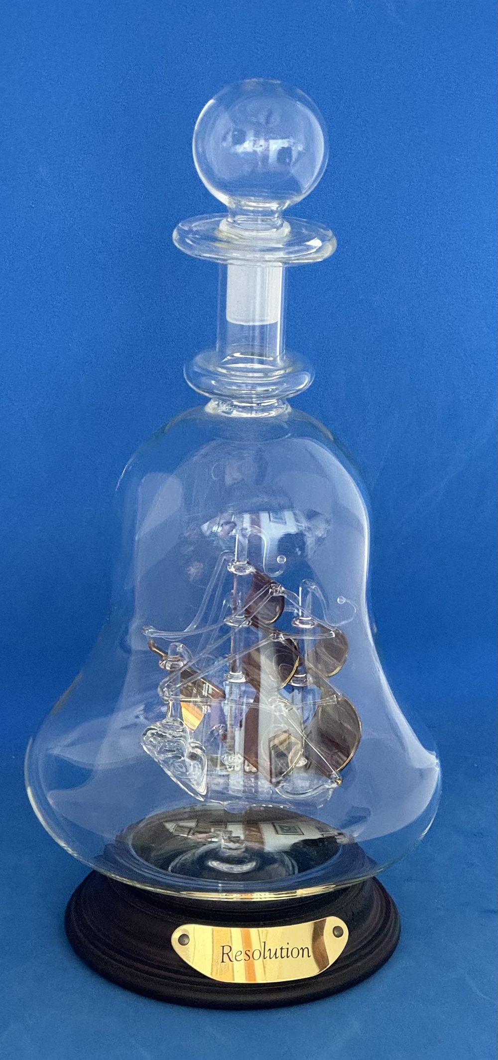 Lot 672: Portuguese Man-O-War 16th Century glass ship in glass...