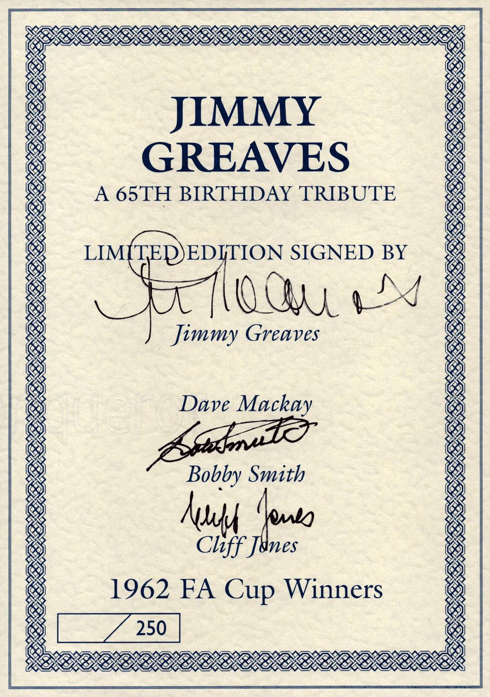 Lot 680: Footballers, Multi signed Jimmy Greaves, Bobby Smith &...
