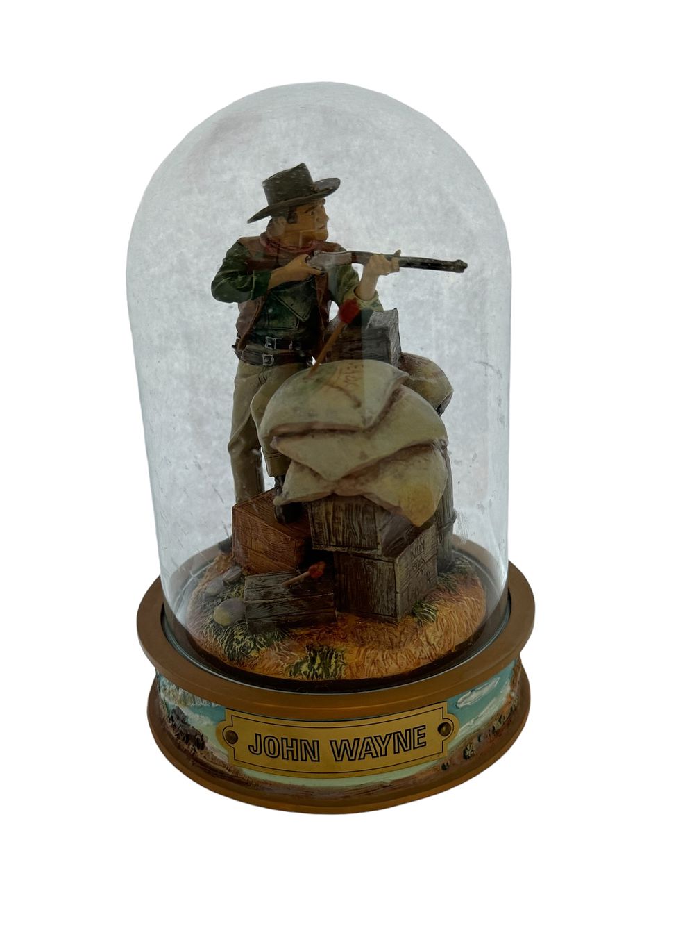 Lot 704: John Wayne Franking Mint Glass Dome Sculpture firing...