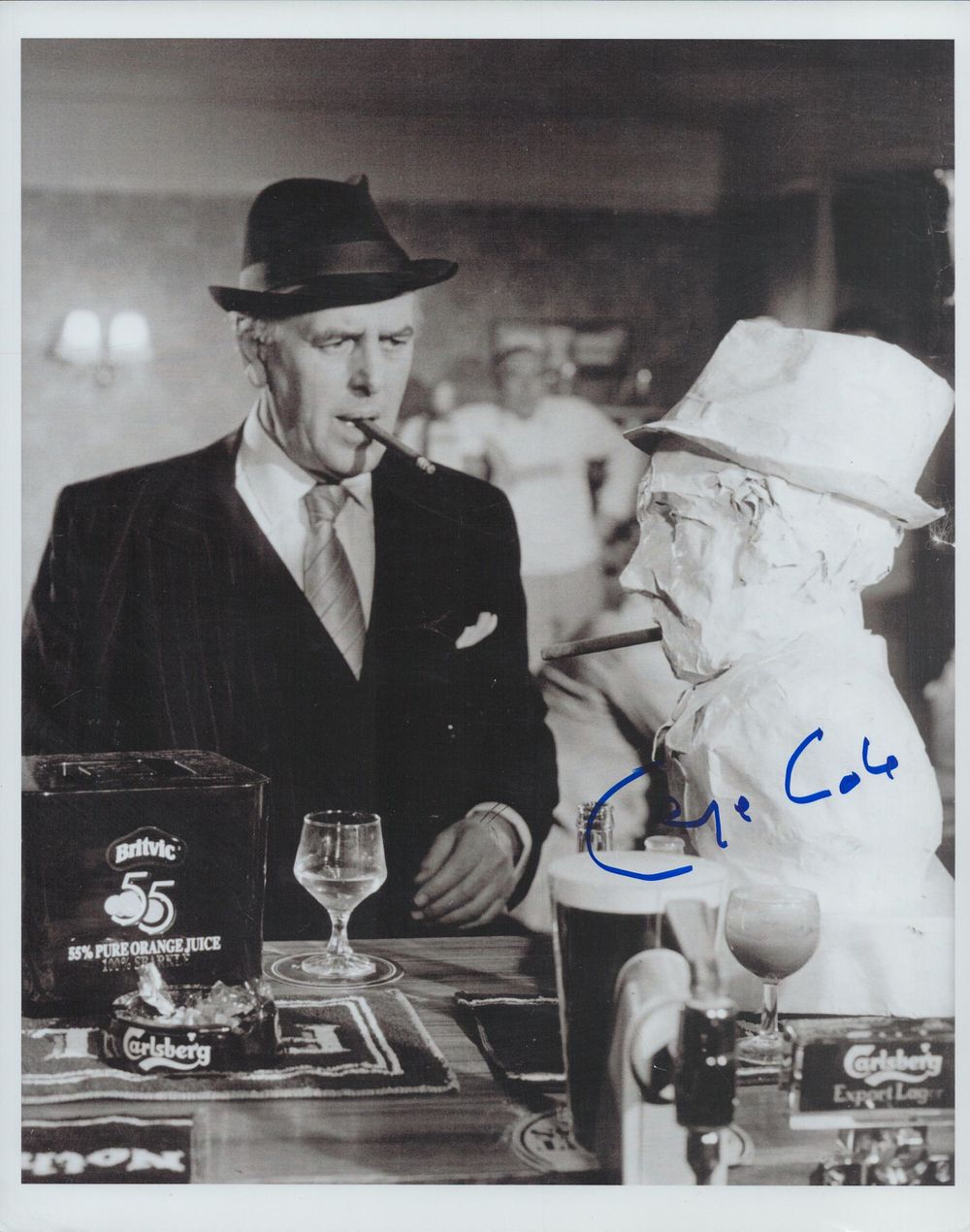 Lot 463: George Cole signed 10x8 inch Minder black and...