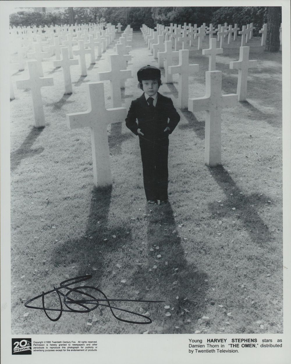 Lot 486: Harvey Stephens signed 10x8 inch The Omen black...