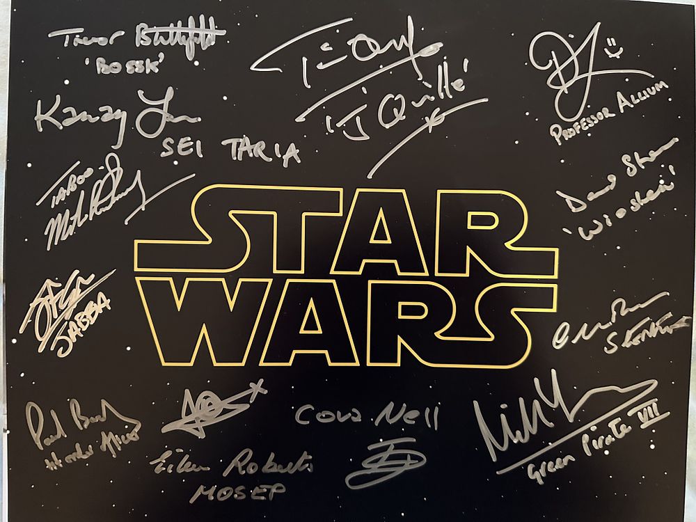 Lot 598: Star Wars colour logo 14x11 inch photo signed...