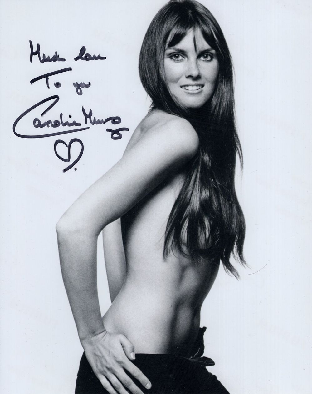 Lot 600: Caroline Munro, actress and model signed BandW 8x10...