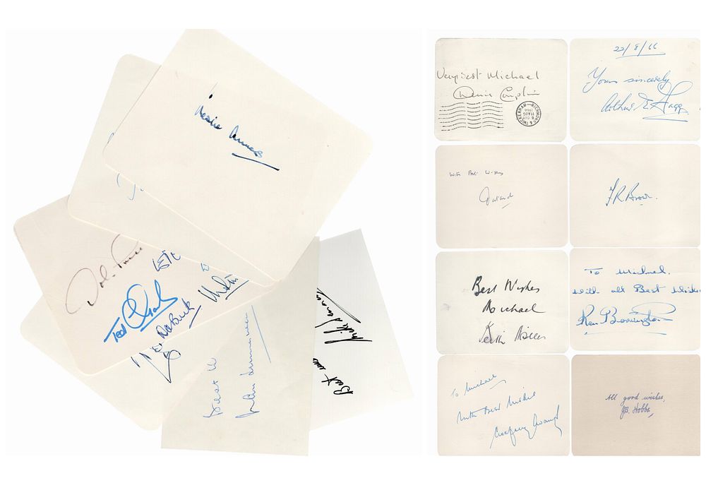 Lot 39: Cricket - Fourteen vintage signed cards, 4.5x3.5 inches...
