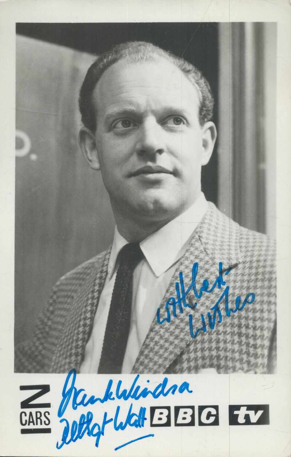 Lot 69: Frank Windsor signed 6x4 inch Z Cars black...