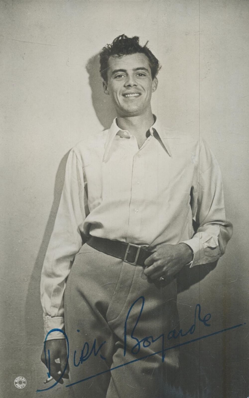 Lot 71: Dirk Bogarde signed 6x4 inch black and white...