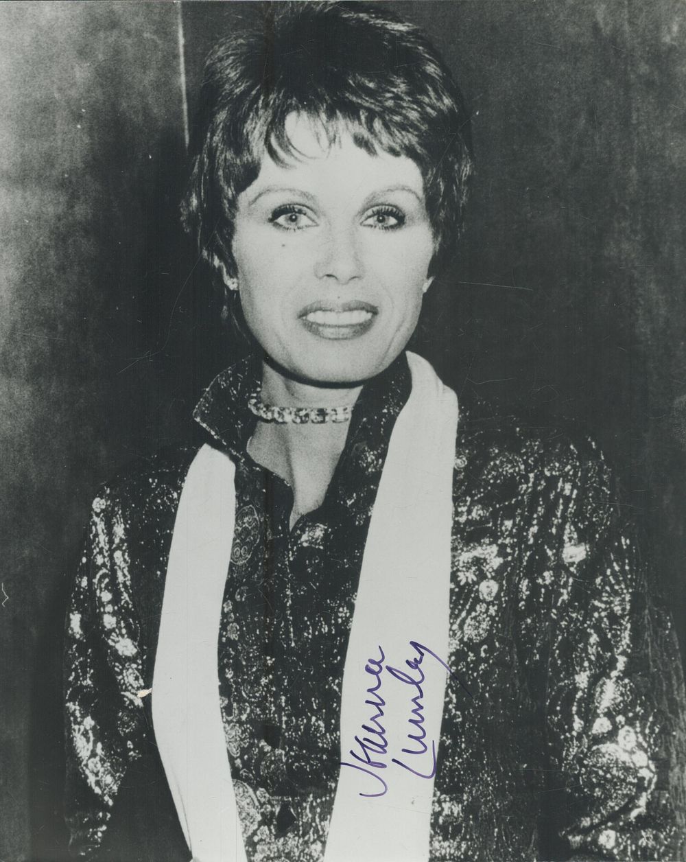 Lot 98: Joanna Lumley signed 10x8 inch black and white...