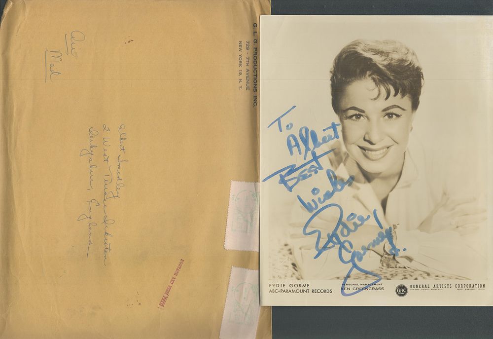 Lot 114: Eydie Gorme signed 10x8inch black and white photo...