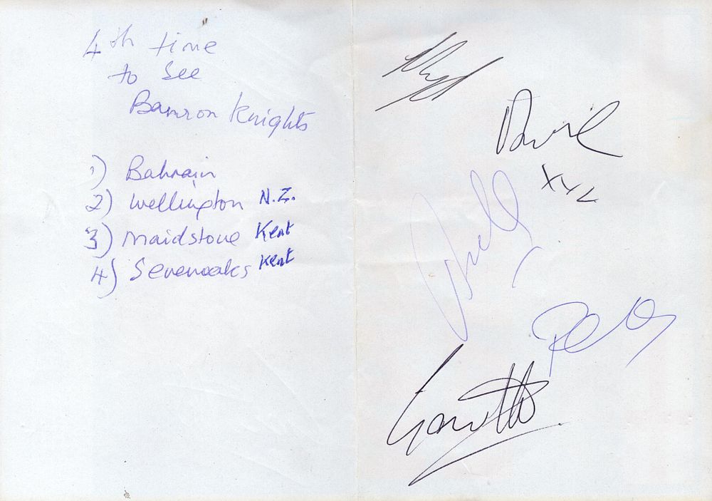 Lot 125: Autographs of all the Barron Knights signed on...