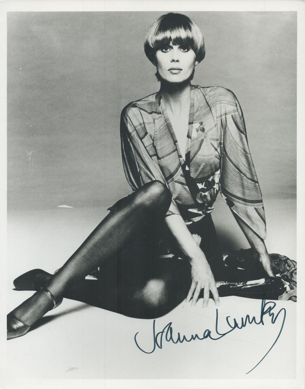 Lot 144: Joanna Lumley signed 10x8inch black and white photo....