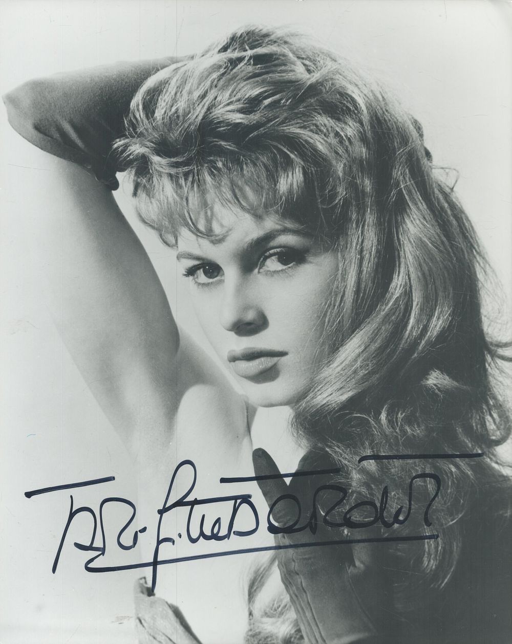 Lot 151: Brigitte Bardot signed 10x8inch black and white photo....