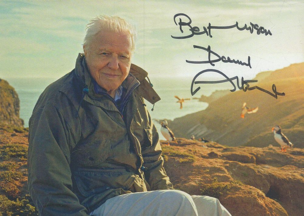 Lot 166: David Attenborough signed 6x4inch colour photo. Good condition....