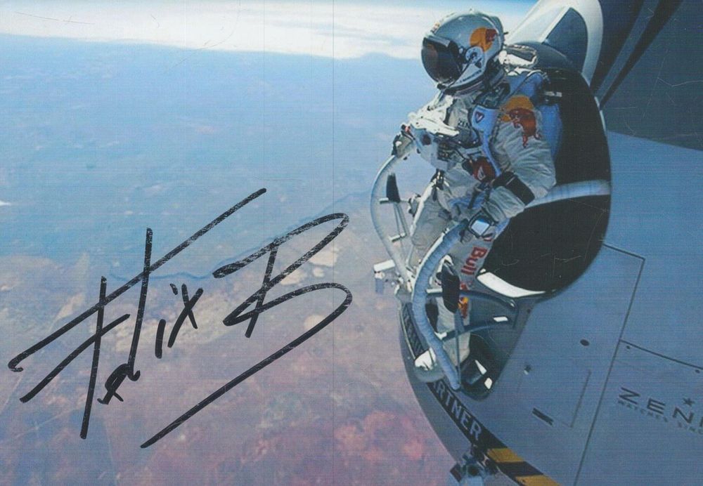 Lot 169: Felix Baumgartner signed 6x4inch colour photo. Good condition....