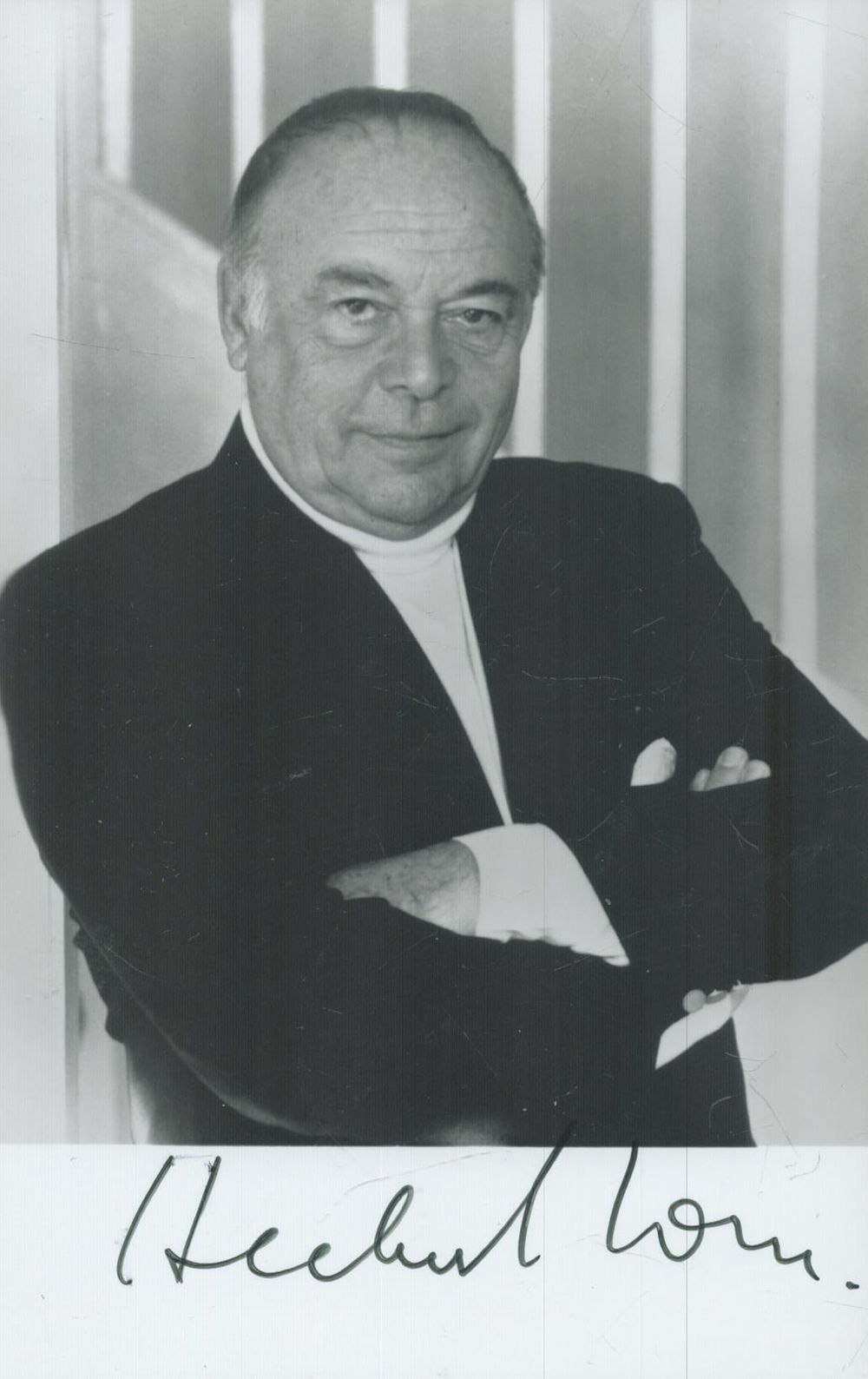 Lot 170: Herbert Lom signed 6x4inch black and white photo....