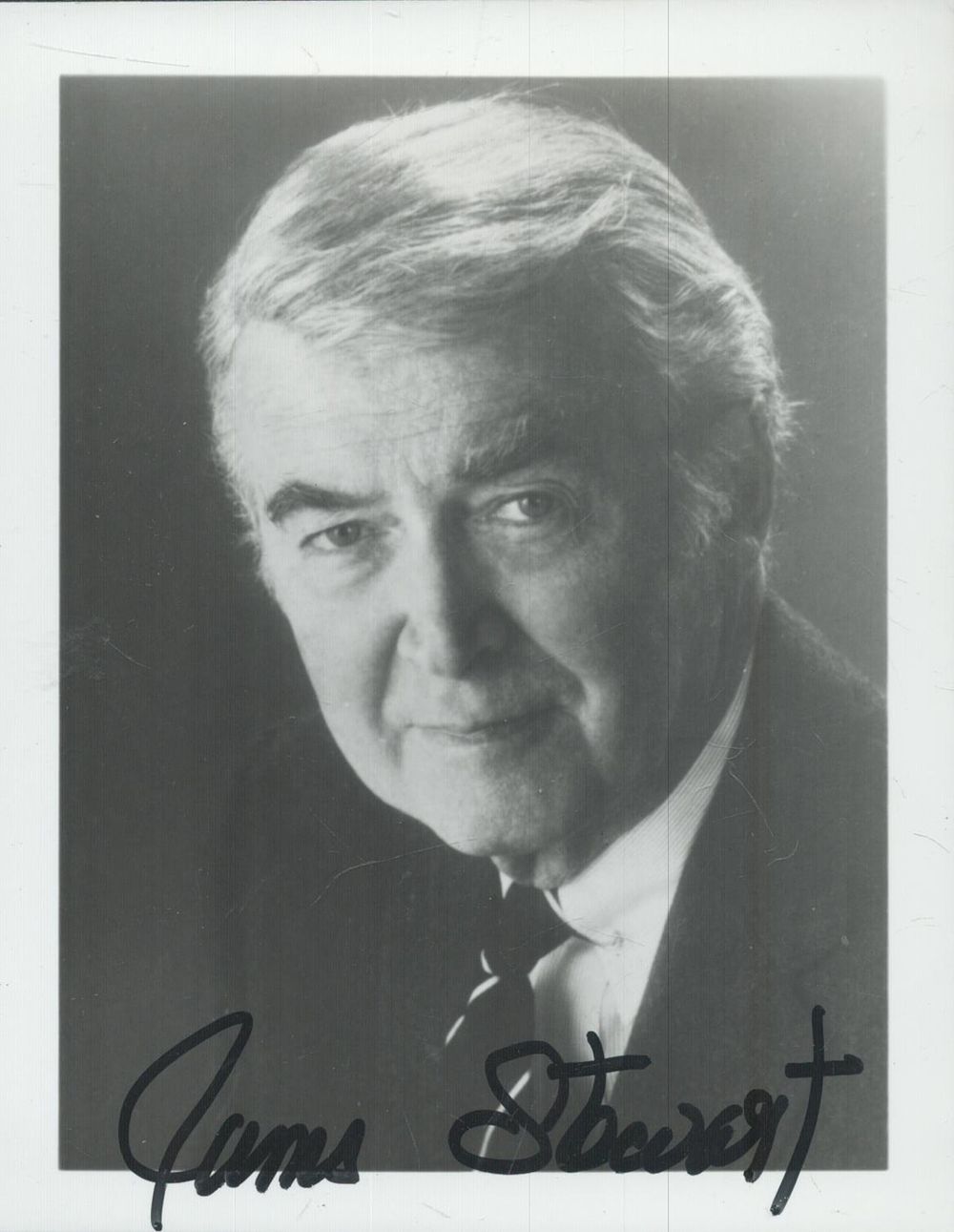 Lot 171: James Stewart signed 5x3inch black and white photo....