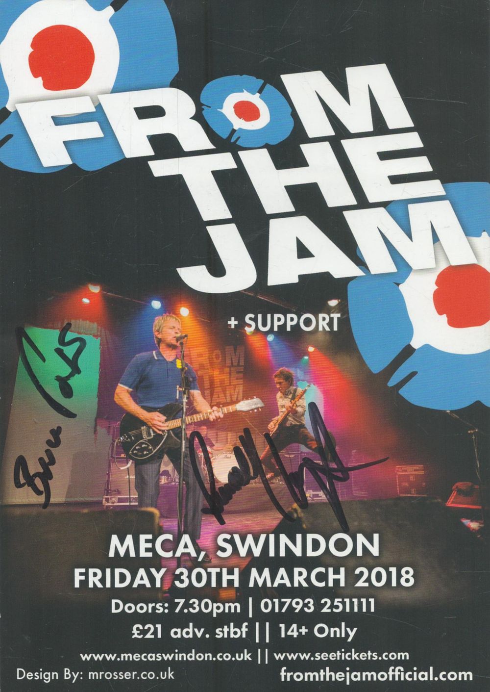 Lot 176: Bruce Foxton signed flyer. Good condition. All autographs...