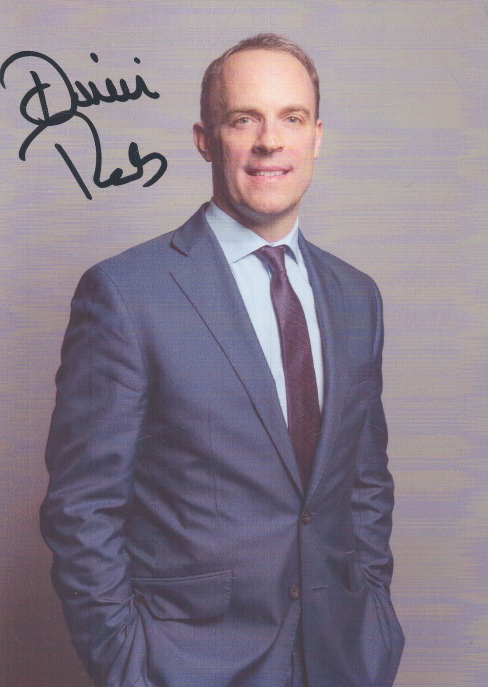 Lot 203: Dominic Raab signed 7x5inch colour photo. Good condition....