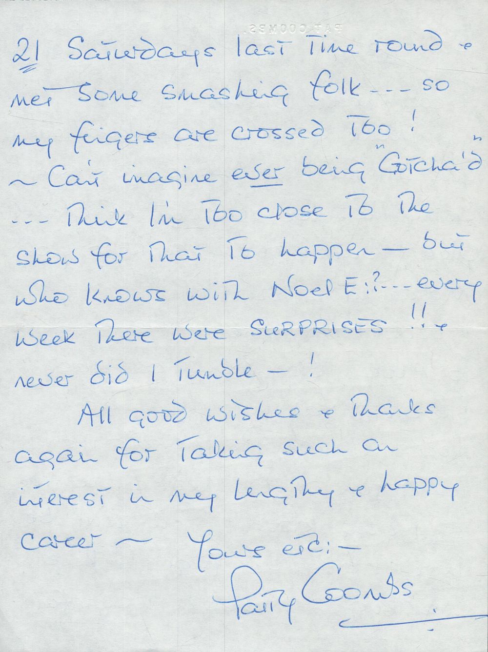 Lot 213: Pat Coombs ALS. Good condition. All autographs come...