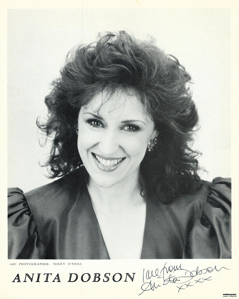 Lot 215: Anita Dobson signed 10x8inch black and white photo....