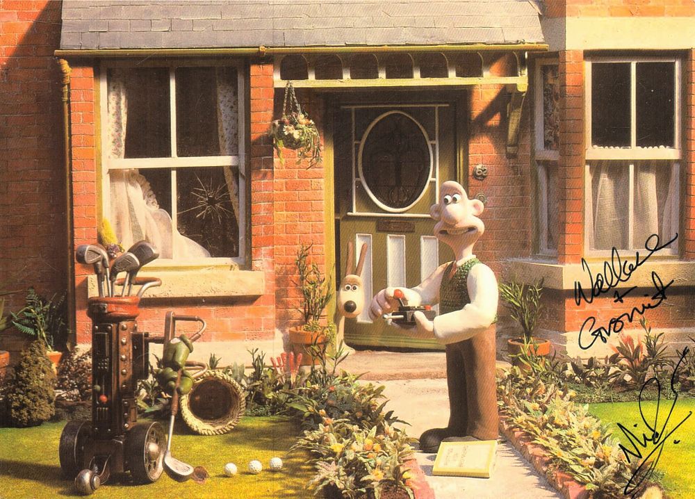 Lot 218: Nick Park signe 8x6inch colour Wallace and Gromit...