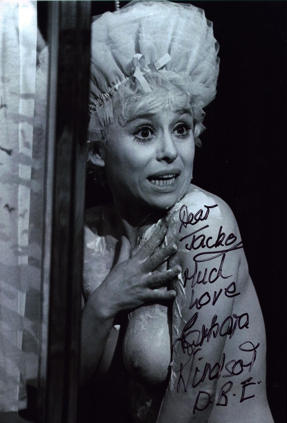 Lot 705: Barbara Windsor Actress Signed Topless Carry On Photo....