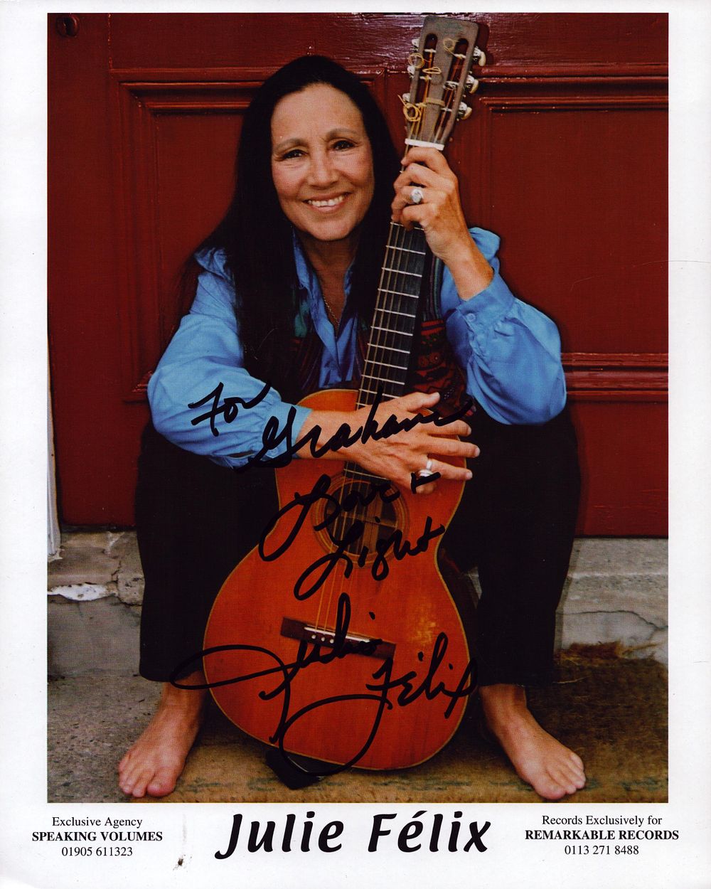 Lot 707: Julie Felix Singer Signed 8x10 Promo Photo. Good...