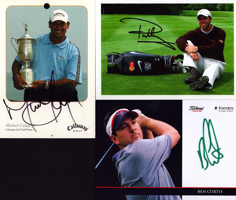 Lot 739: Golf 3 Signed Promo Photocards By Michael Campbell,...