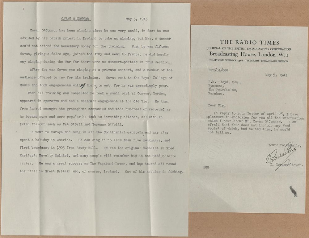 Lot 23: C Gordon Glover TLS correspondence Letter dated 5...