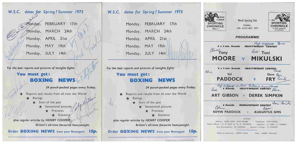 Lot 39: Sport Boxing 2 collection of World Sporting Club...