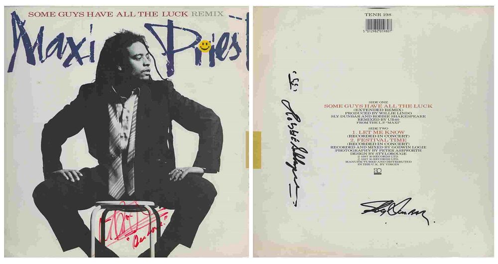 Lot 106: Maxi Priest signed record sleeve Includes Vinyl record...