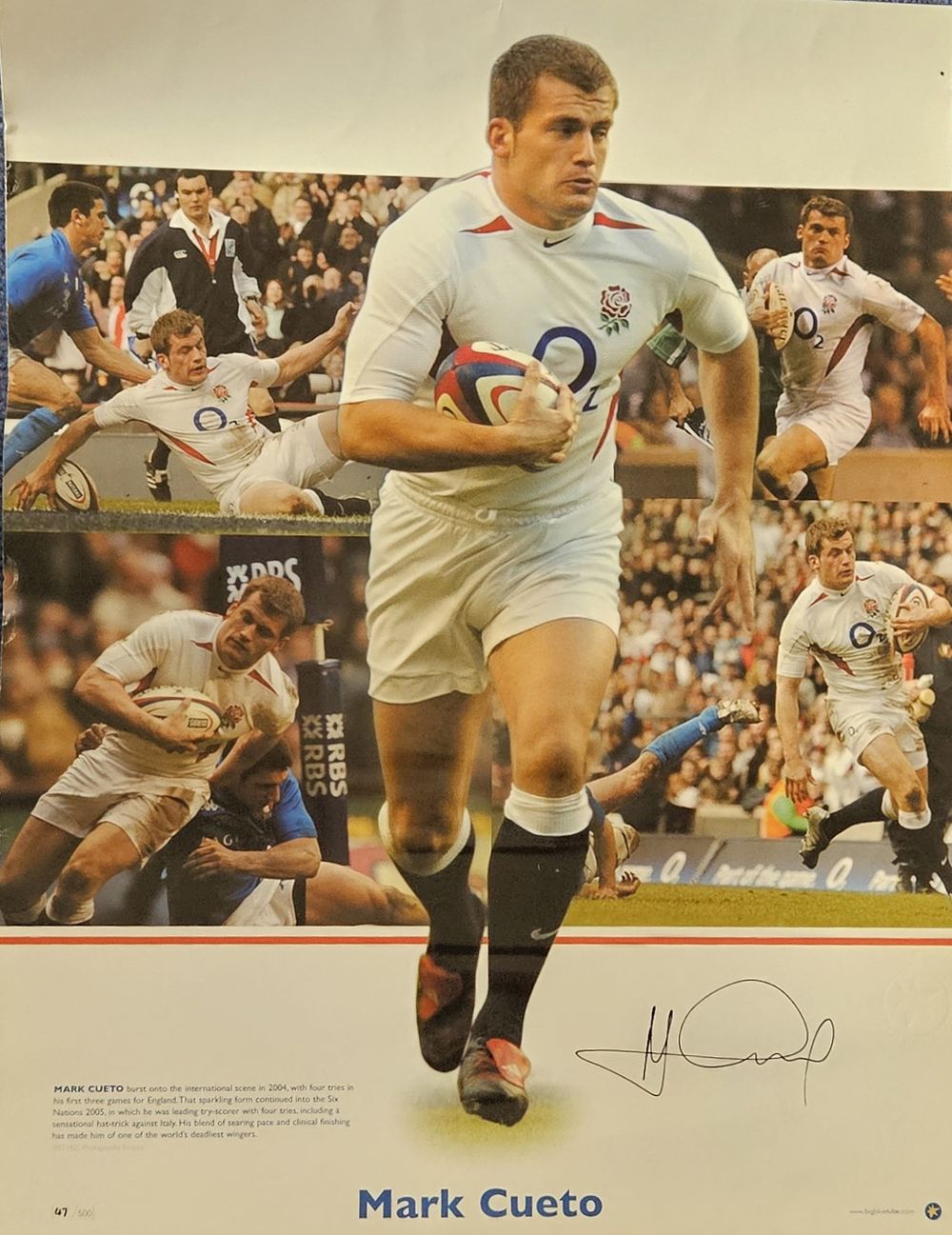 Lot 114: Mark Cueto signed promo colour Print 17x135 Inch...