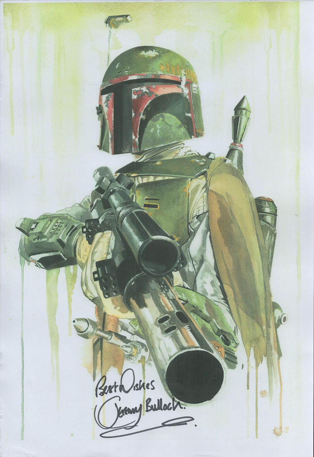 Lot 135: Jeremy Bulloch signed Boba Fett print Approx 165x125...