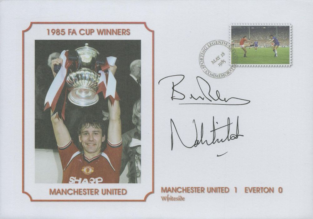 Lot 174: Manchester Legends Bryan Robson and Norman Whiteside signed...