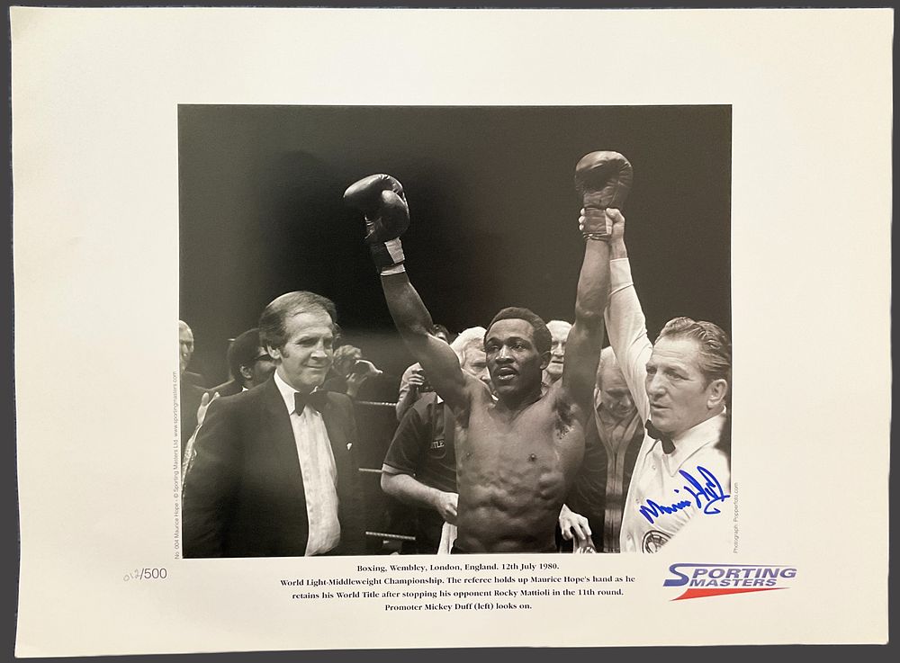 Lot 204: Boxing Maurice Hope signed 22x16 inch Sporting Masters...