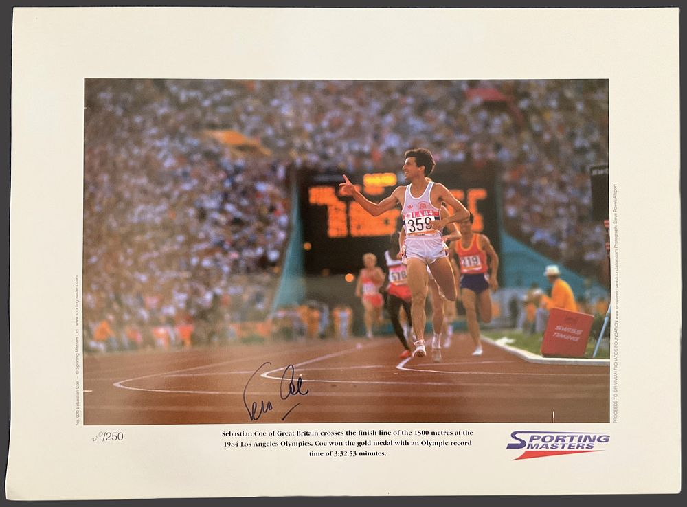 Lot 206: Olympics Sebastian Coe signed 22x16 inch Sporting Masters...