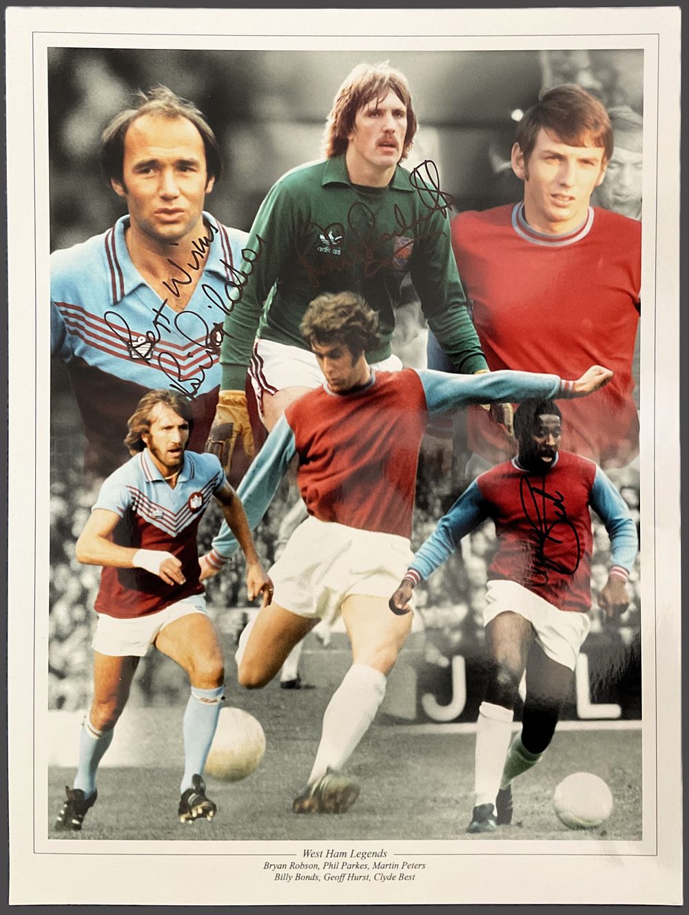 Lot 213: Football West Ham Legends multi signed 16x12 inch...