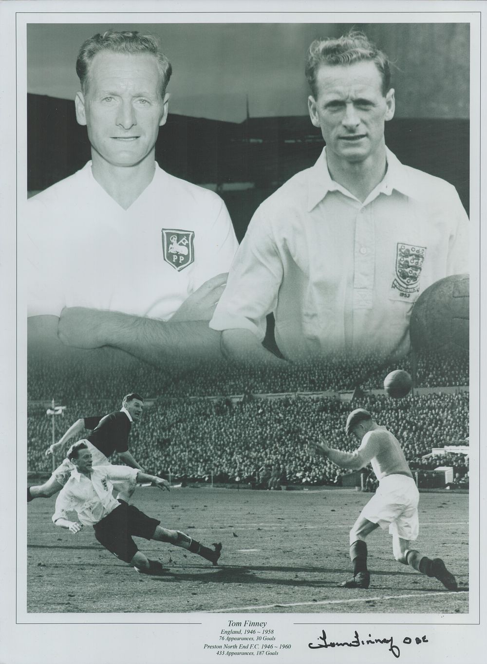 Lot 220: Football Tom Finney signed 16x12 inch limited edition...