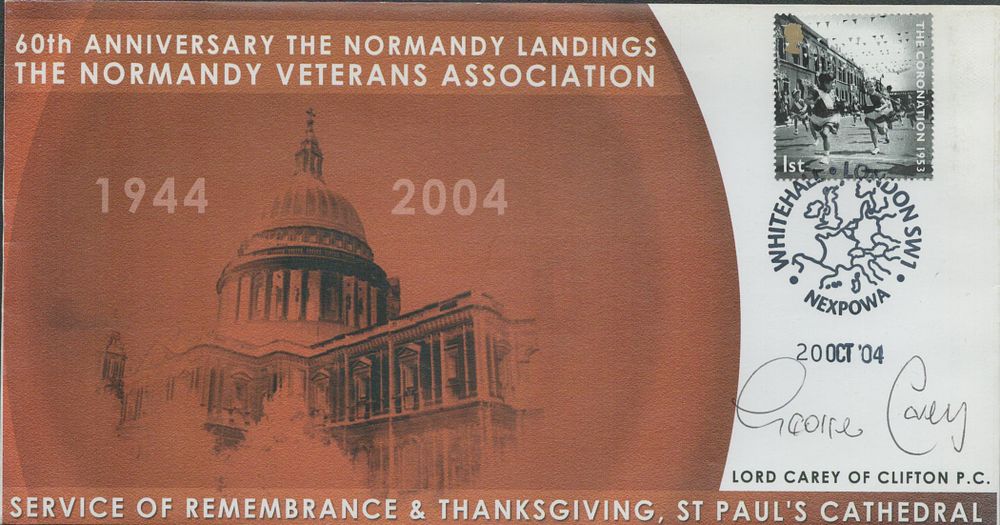 Lot 260: Lord Carey of Clifton PC signed 60th Anniversary...