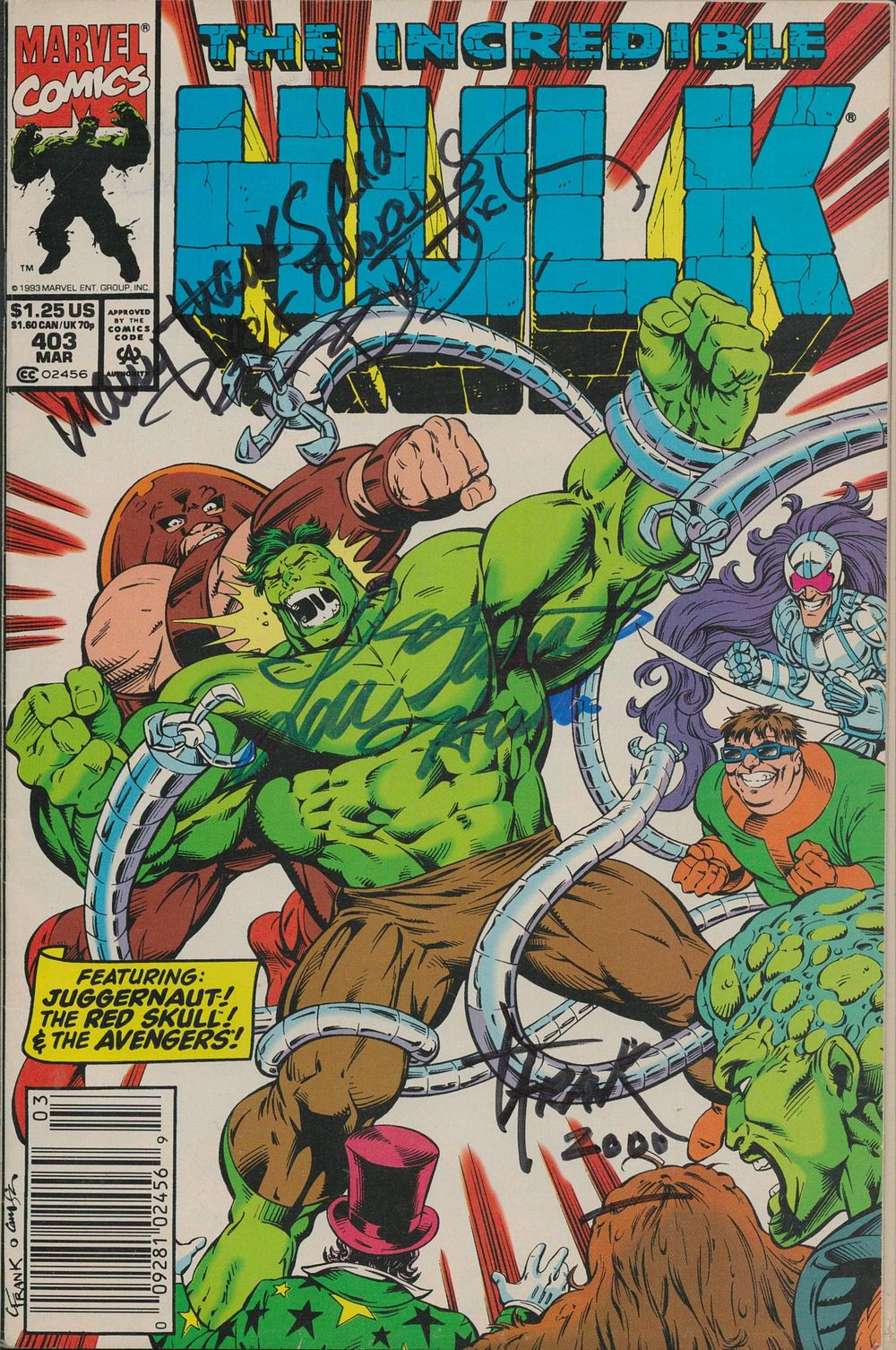 Lot 267: The Incredible Hulk multi signed Marvel Comic 403...
