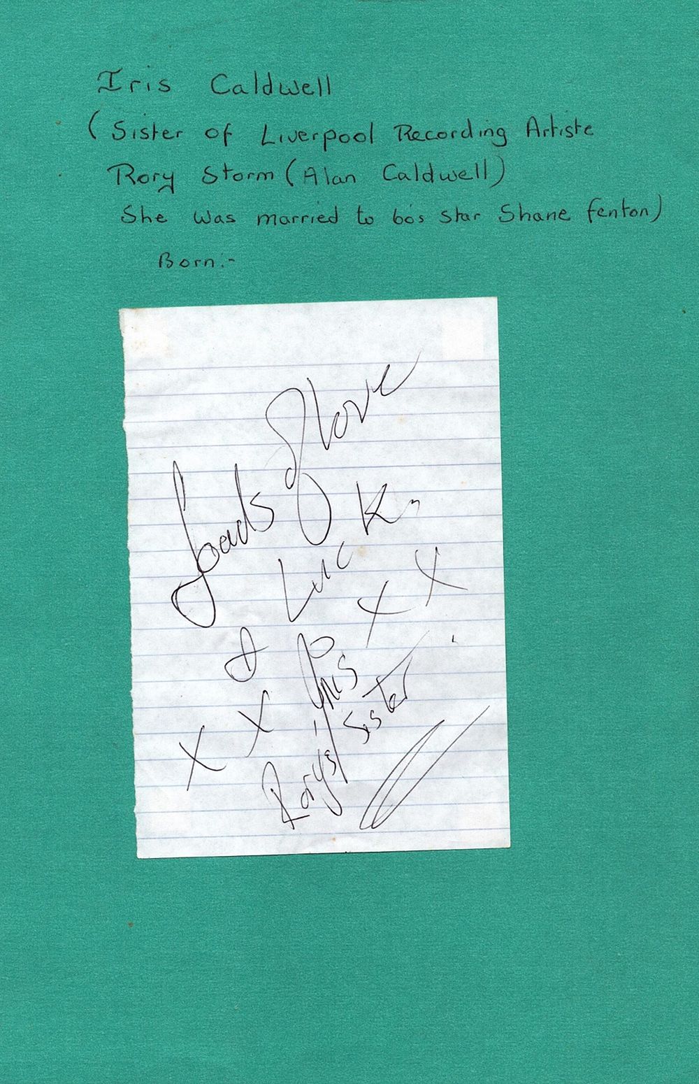 Lot 293: Iris Caldwell music signed 6x4 inch page Attached...