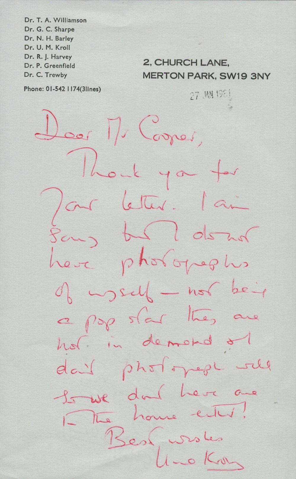 Lot 297: Dr Una M Kroll British Nun, Missionary Doctor...