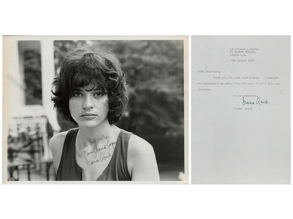 Lot 299: Diana Quick English Actress Signed Tls Dated 7th...