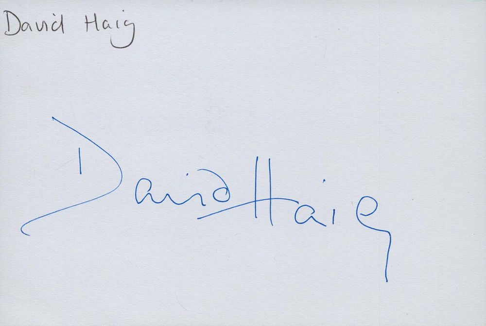 Lot 345: David Haig signed 6x4 white card. Good condition....
