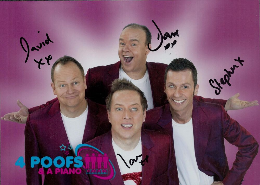 Lot 347: 4 Poofs and a Piano multi signed David,...