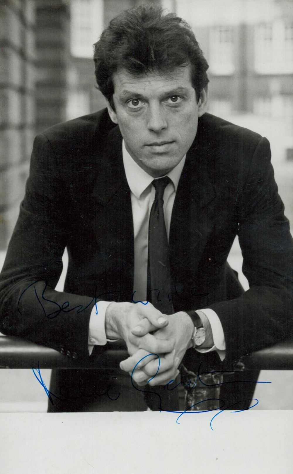 Lot 348: Leslie Grantham signed 5x3inch black and white photo....