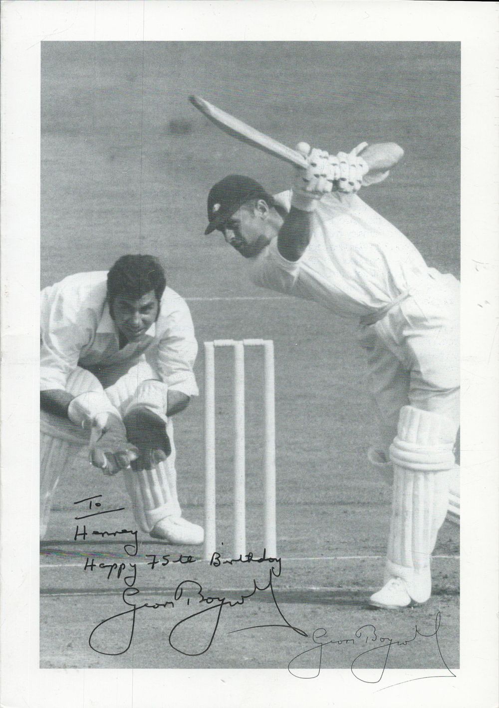 Lot 351: Geoff Boycott signed 7x5 inch black and white...