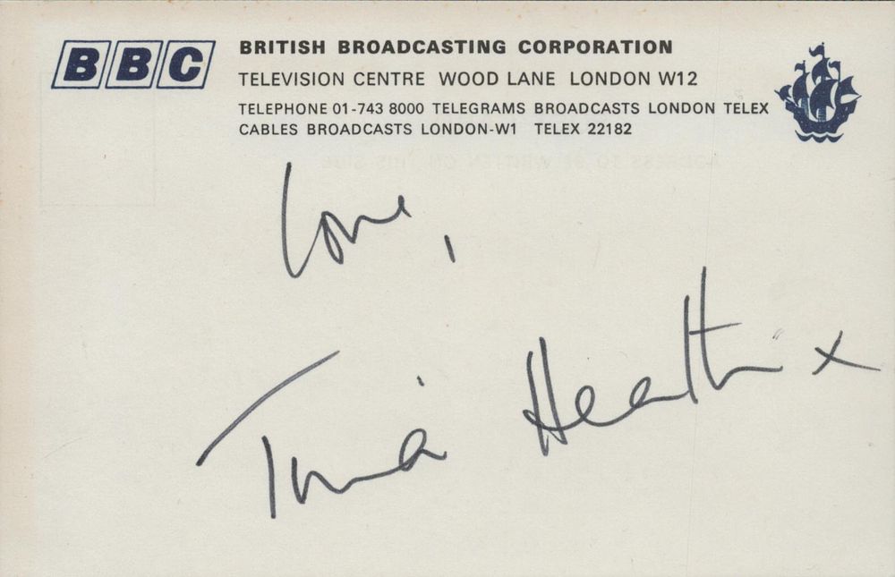 Lot 359: Tina Heath Signed 6x4inch BBC Blue Peter post...