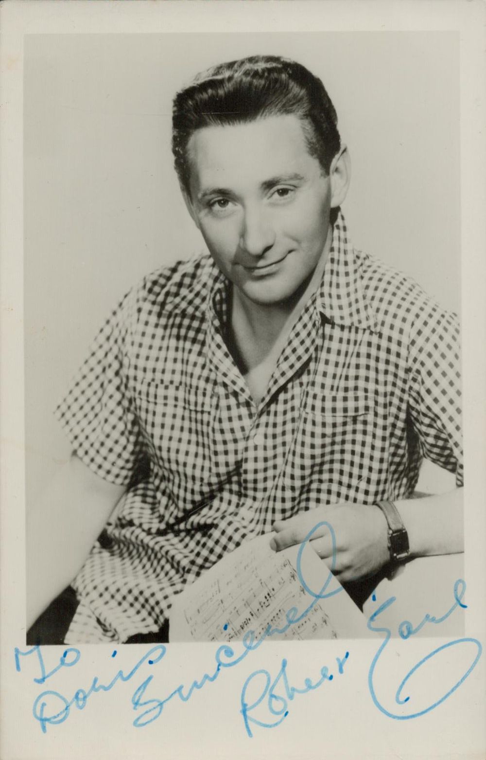 Lot 366: Robert Earl signed 6x4 inch black and white...